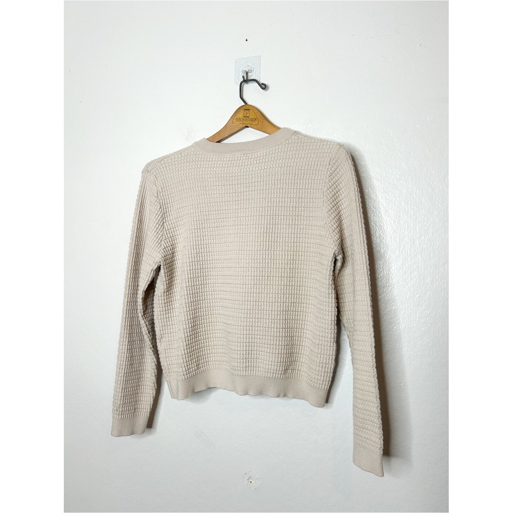 Sioni Womens Textured Knit Zip Front Cardigan Sweater Jacket Cream Medium M - Picture 5 of 5
